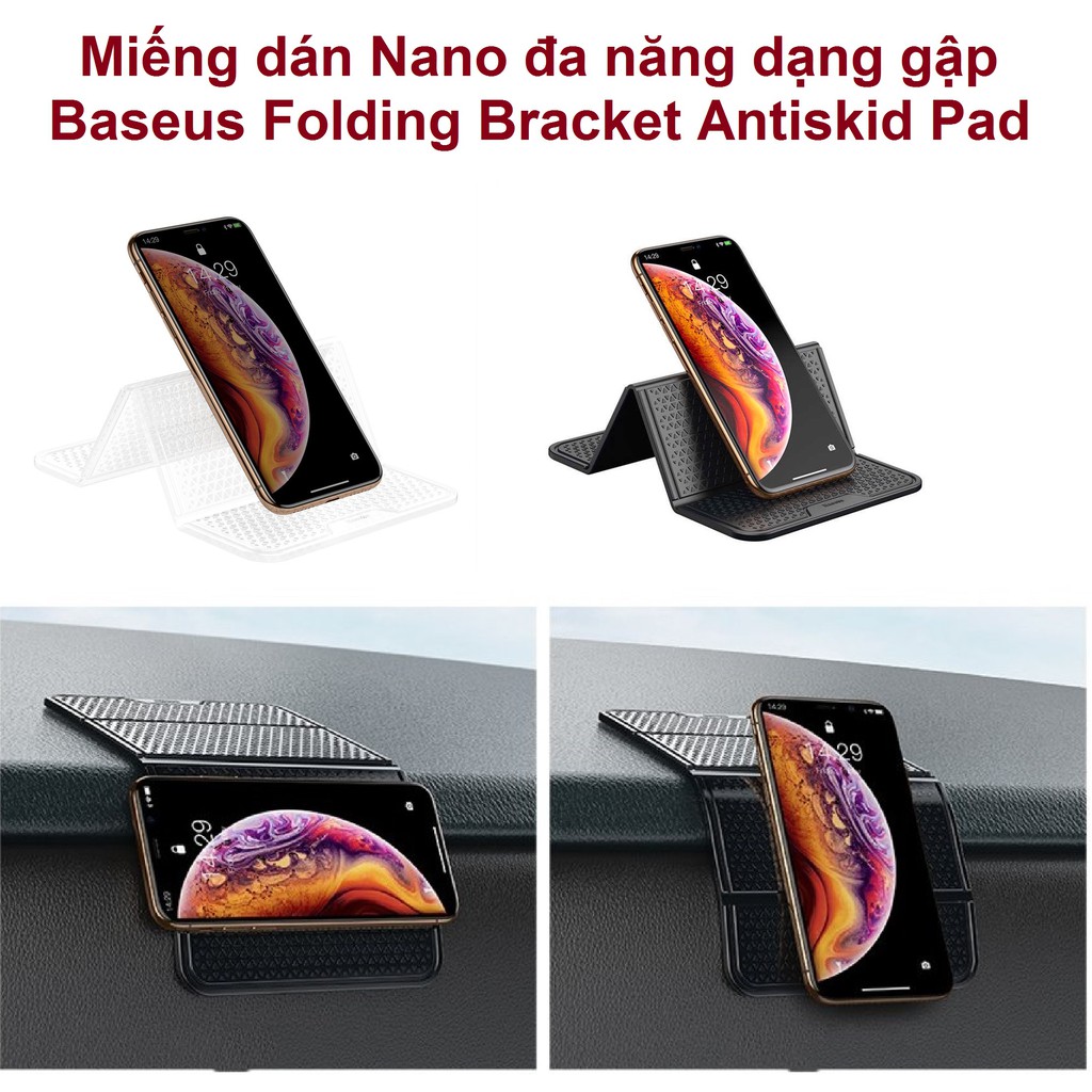 Miếng dán đa năng giữ điện thoại và đồ vật nhỏ trên ô-tô Baseus Folding Bracket Antiskid Pad