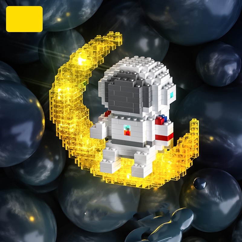 Đồ Chơi Lego Nano 3D Phi Hành Gia 3 Chế Độ Phát Sáng Trang Trí Phòng Fullbox