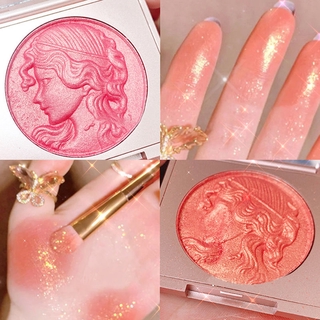 【Sản phẩm mới】 Phấn má hồng dạng nhũ + phấn highlight dạng nén một miếng phấn nén trang điểm tông nude tự nhiên bắt sáng