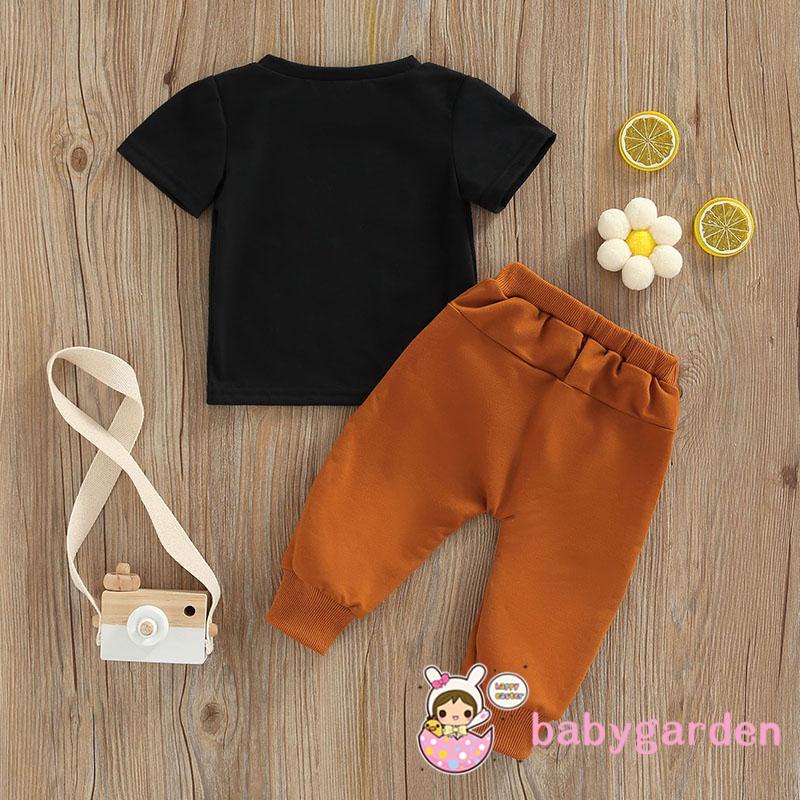 BABYGARDEN 0-24months Baby Boy’s Set Fashion Letter Short Sleeve Tops and Tie-up Long Pants