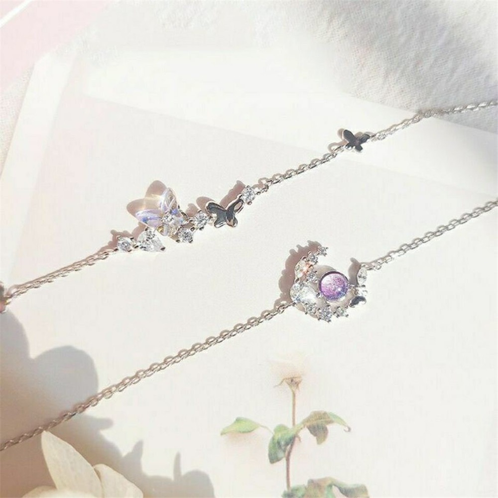 Vòng đeo tay Yanqueens họa tiết bướm/ mặt trăng thời trang làm quà tặng dành cho nữ