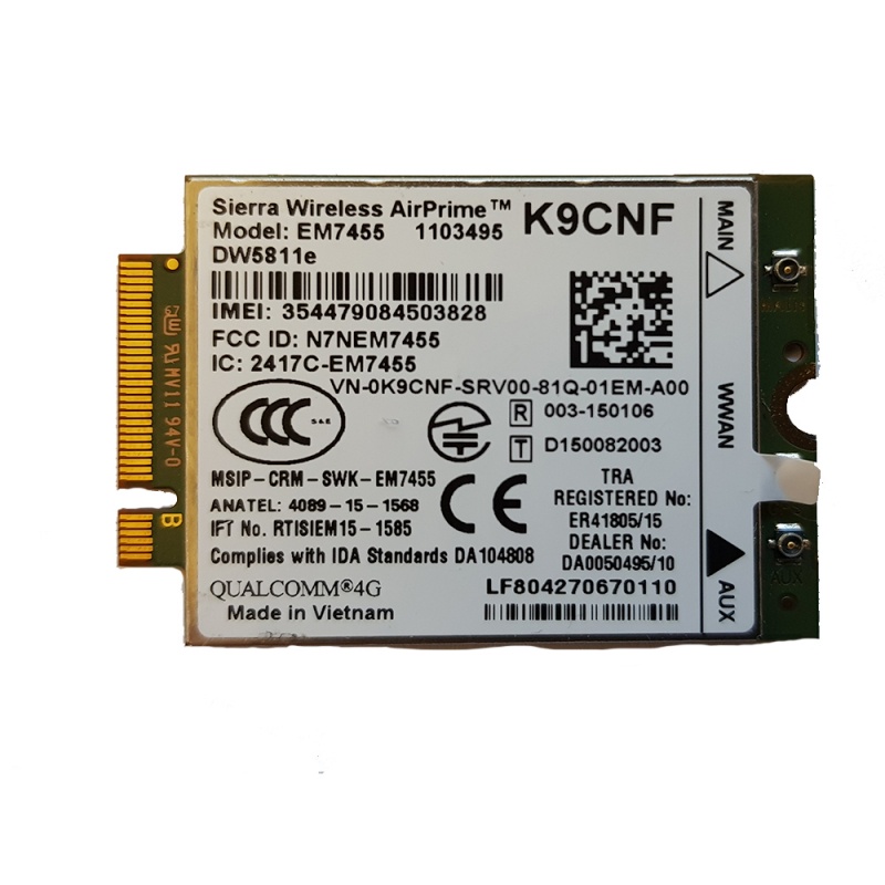 Card WWAN 4G Dell EM7455 ( DW5811E) dùng cho laptop hay wwan box đẻ sử dụng 4g giá rẻ