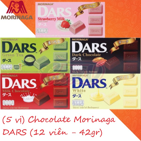 [Mã NOWSHIPMOI hoàn 100% xu đơn 0Đ] (5 vị) Chocolate Morinaga DARS (12 viên - 42gr)