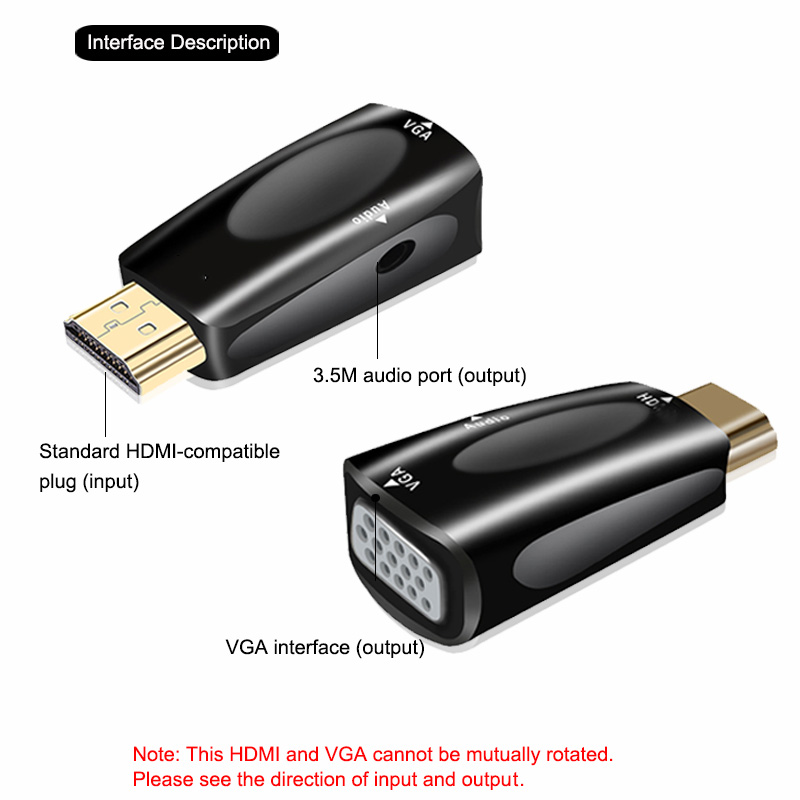 Bộ Chuyển Đổi Hdmi Sang Vga Vda Với Âm Thanh Hdim Cho Máy Tính / Notebook / Màn Hình Tv Hd / Màn Hình Máy Chiếu / Màn Hình Hd | BigBuy360 - bigbuy360.vn