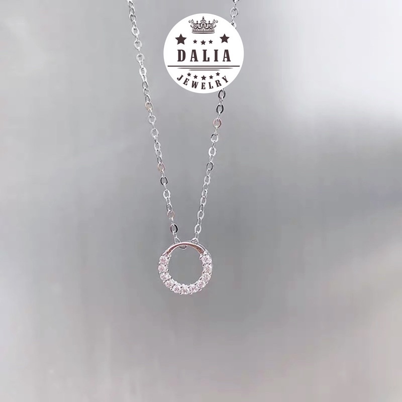 Vòng cổ bạc nữ DaLiA Jewelry dây chuyền mặt tròn đá nạm vòng hoa dây xích thu hút mọi ánh nhìn bạc 925