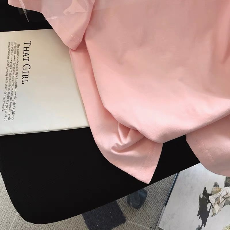 Áo Thun cotton Nguyên Chất Tay Ngắn Dáng Rộng In Hình Dâu Tây Màu Hồng Phong Cách Hàn Quốc Thời Trang Mùa Hè Mới Cho Nữ