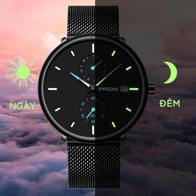 Đồng Hồ Nam PAGINI PA9966 Dây Titanium Thời Trang Cao Cấp - Kim Dạ Quang Có Lịch Ngày Chống Nước Chống Xước cao cấp | BigBuy360 - bigbuy360.vn