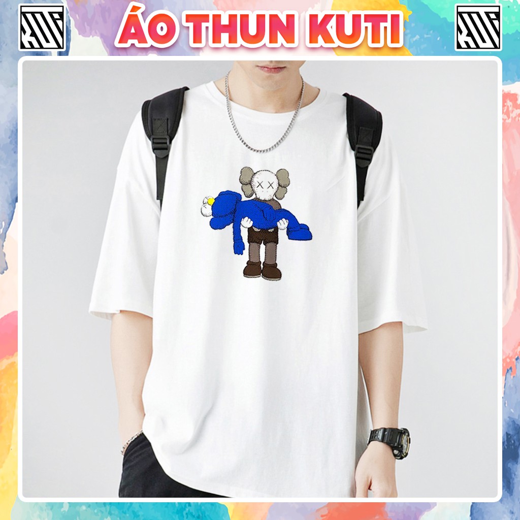 Áo Thun Tay Lỡ KAWS TWO Unisex Kuti Basic Tee Phông Trơn Nam Nữ Form Rộng Freesize Phong Cách Ulzzang Hàn Quốc