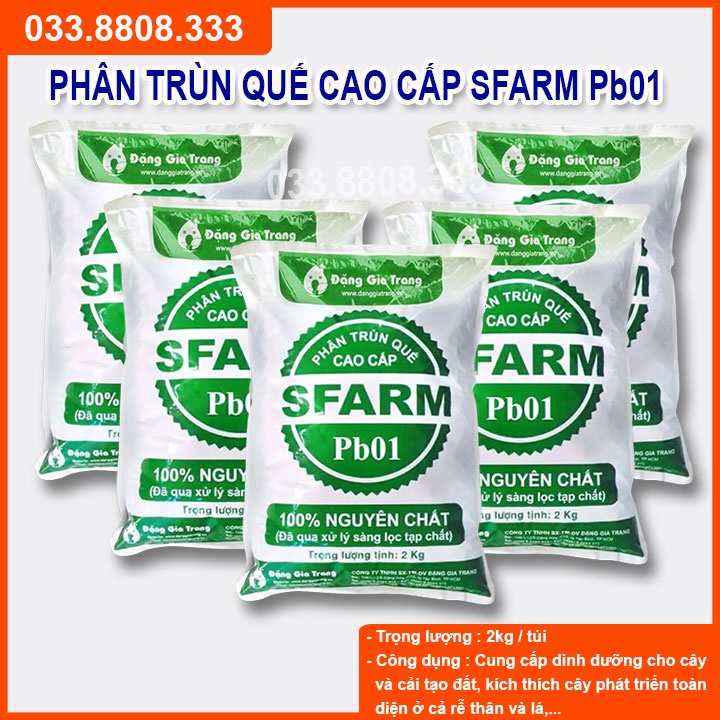 PHÂN TRÙN QUẾ SFARM PB01 KHÔNG MÙI BAO 2KG CHUYÊN DÙNG CHO RAU HOA