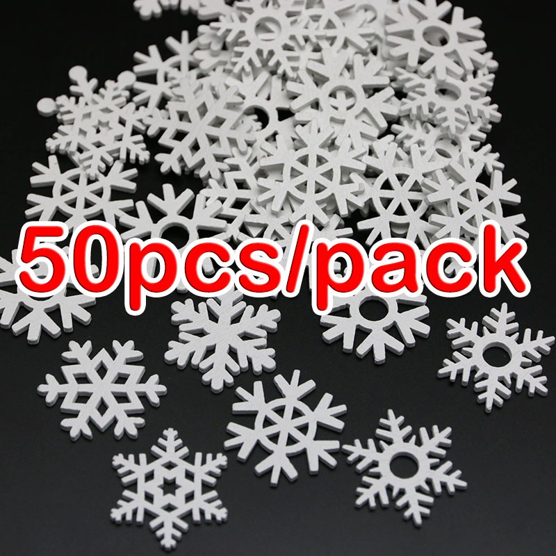 Set 50 Bông Tuyết Gỗ 35mm Trang Trí Giáng Sinh