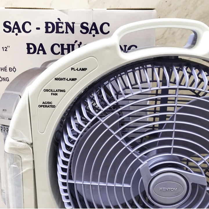 Quạt sạc Kentom KT9200 2 bình  Kèm Đèn Sạc Tiện Dụng siêu mát siêu bền