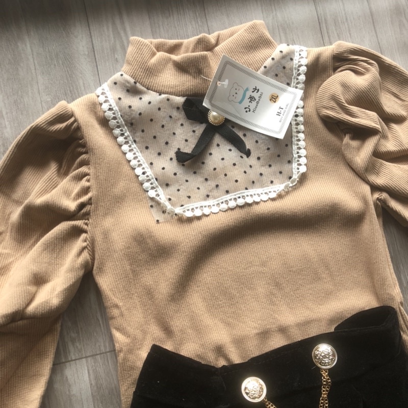 {14-20kg} Set áo nhung tăm kèm chân váy nhung cho bé gái