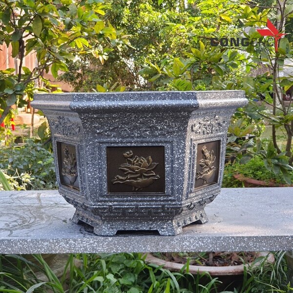 Khuôn Đúc Chậu Xi Măng Lục Giác 38 Phúc - Lộc - Thọ - Sen - Tết - Tài