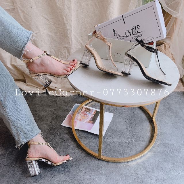 [Mã SKAMFSW175 giảm 10K đơn 50K] SANDAL NỮ XỎ NGÓN LOVIIECORNER GIÀY SANDAL CAO GÓT ĐẾ VUÔNG 3 PHÂN S210703
