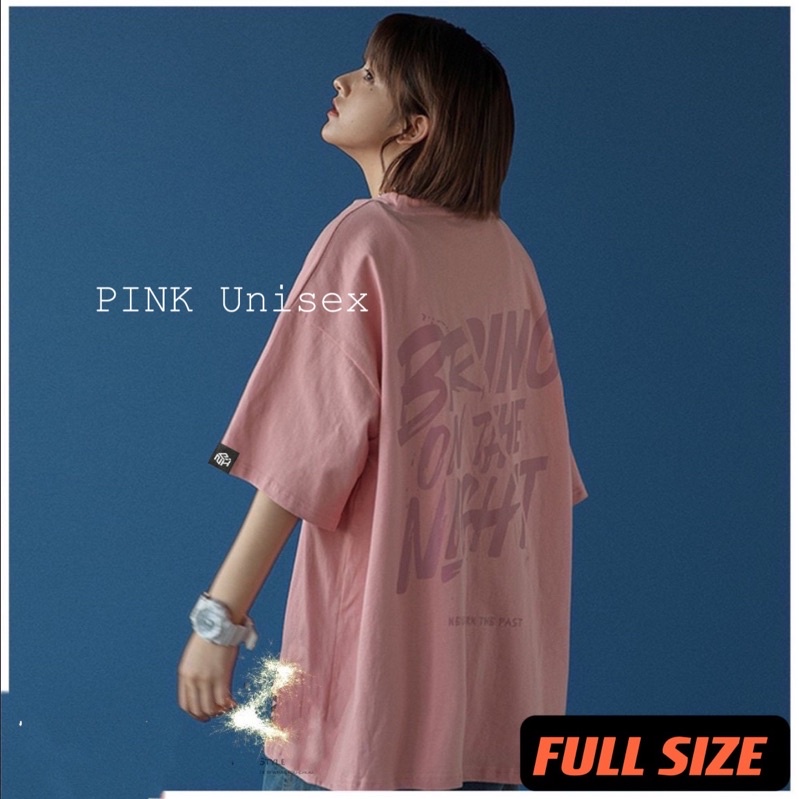 Áo thun phông logo tay Full size PINK tay lỡ form rộng BRING Unisex