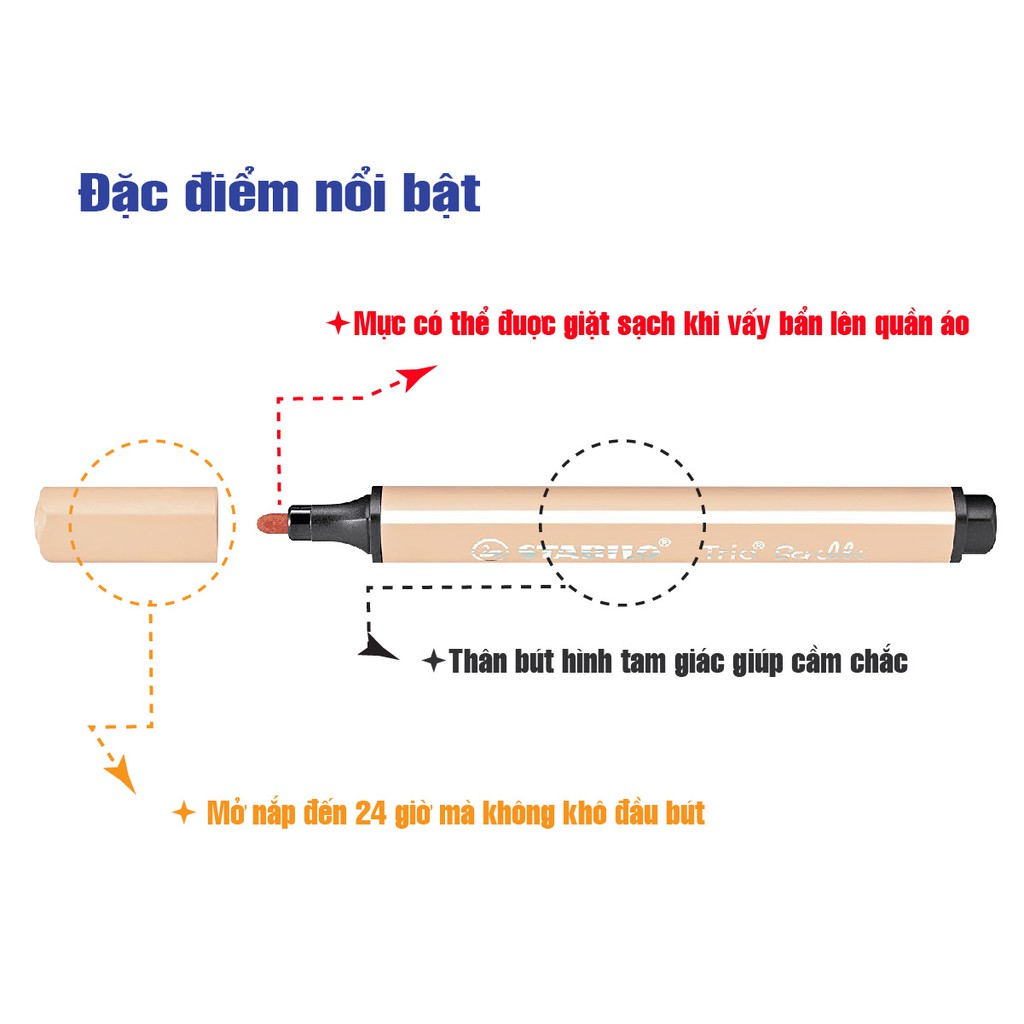 Bộ 2 cây bút lông màu STABILO Trio Scribbi (CLK368)