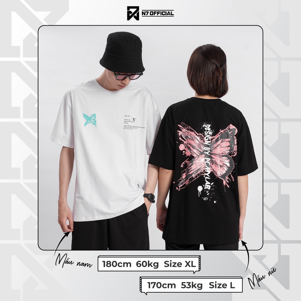 Áo thun unisex N7 Butterflyming phông tay lỡ nam nữ form rộng Oversize | BigBuy360 - bigbuy360.vn