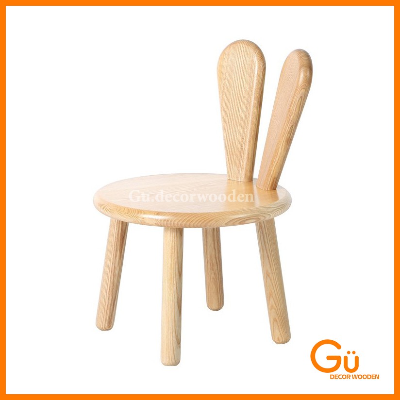 Ghế gỗ cho bé,ghế học sinh mầm non GU DECOR ghế trẻ em tai thỏ chất liệu Gỗ thông | BigBuy360 - bigbuy360.vn