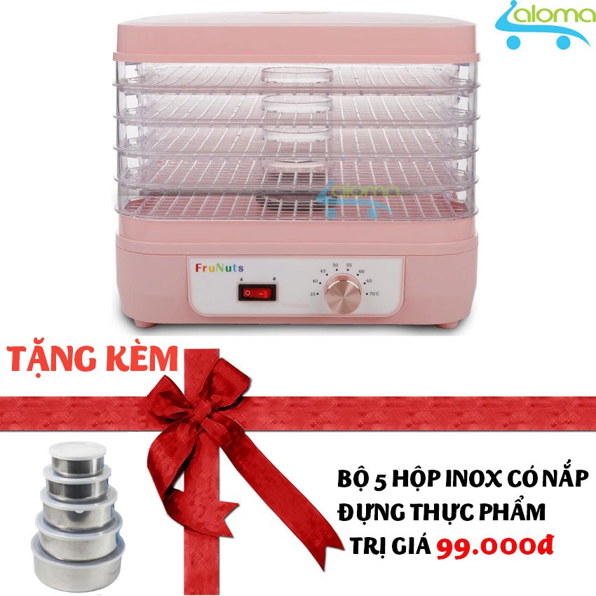 Máy sấy khô hoa quả thịt thực phẩm 5 tầng TORSOM TSD2-01J tặng bộ 5 hộp inox có nắp