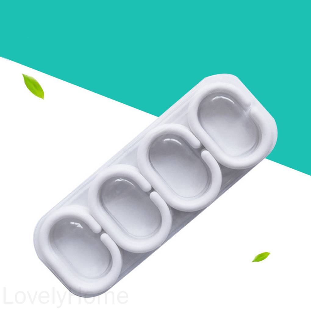 Bộ 24 móc treo rèm phòng tắm hình chữ C bằng nhựa màu trắng có thể uốn cong được
