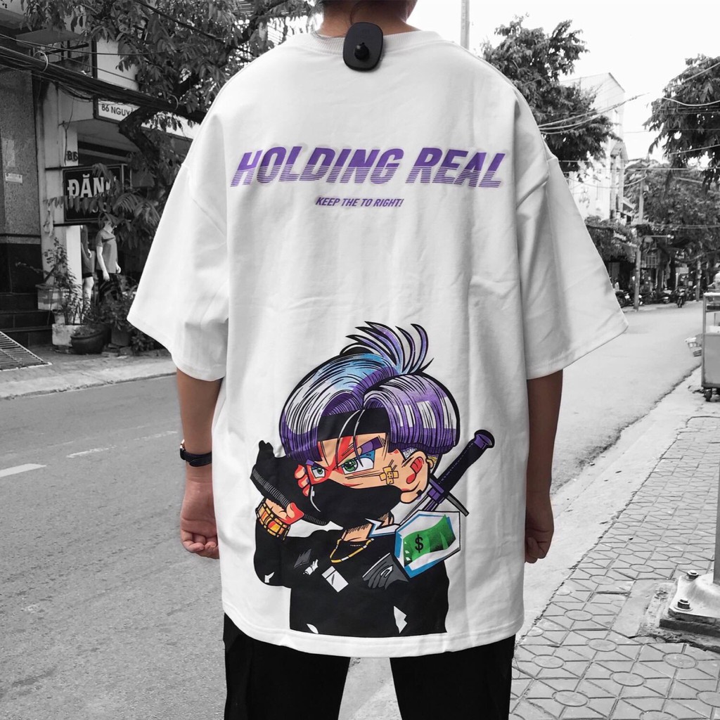 Áo Thun Tay Lỡ HOLDING REAL Màu Trắng Unisex BC005