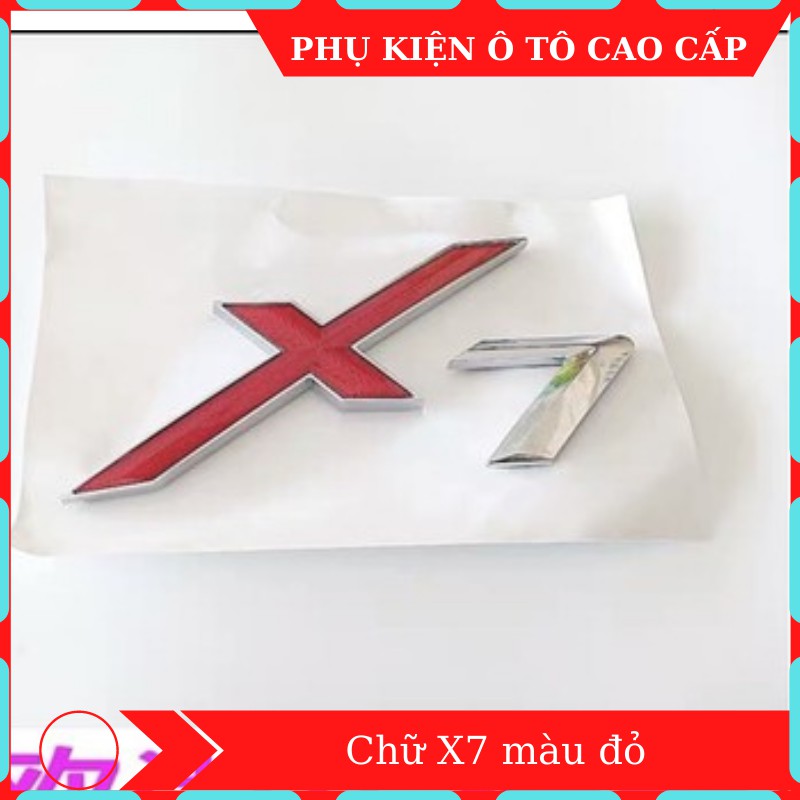 Chữ X7 đỏ 🔸 MẪU MỚI NHẤT 🔸 chữ X7 đỏ xe Beijing kiểu dáng trang trí hiện đại bắt mặt, tạo điểm nhấn cho xe