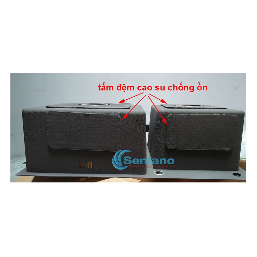 Combo Chậu rửa chén đúc 2 hộc LỆCH 82x45cm  inox 304, Vòi rửa chén lạnh ống phi 24 tròn, rổ inox đa năng