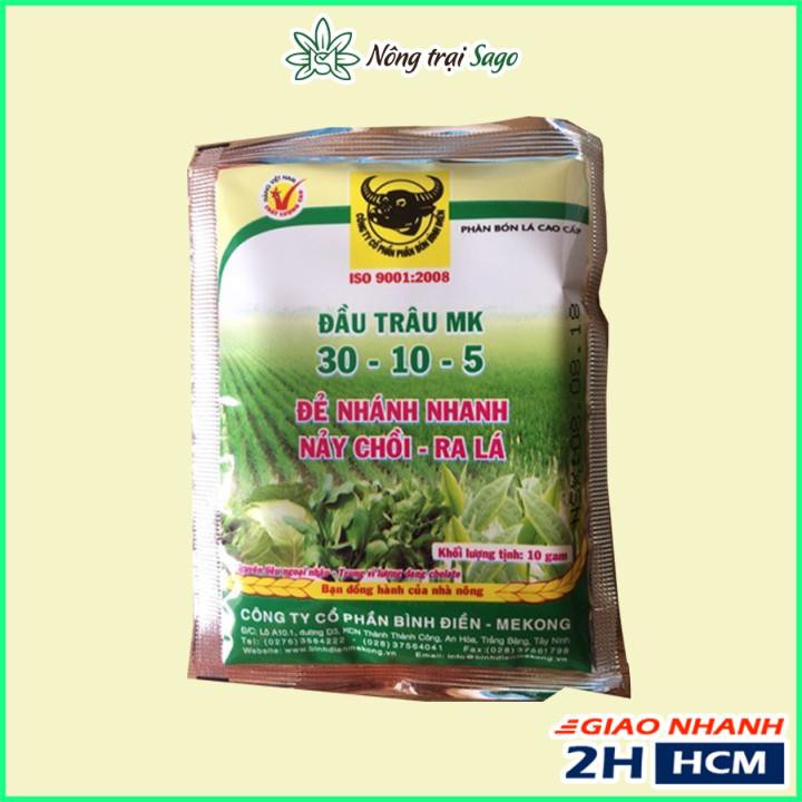 Phân Bón Lá Đầu Trâu Kích Đẻ Nhánh, Nảy Chồi, Ra Lá - Đầu Trâu MK 30-10-5 (gói 10gram)