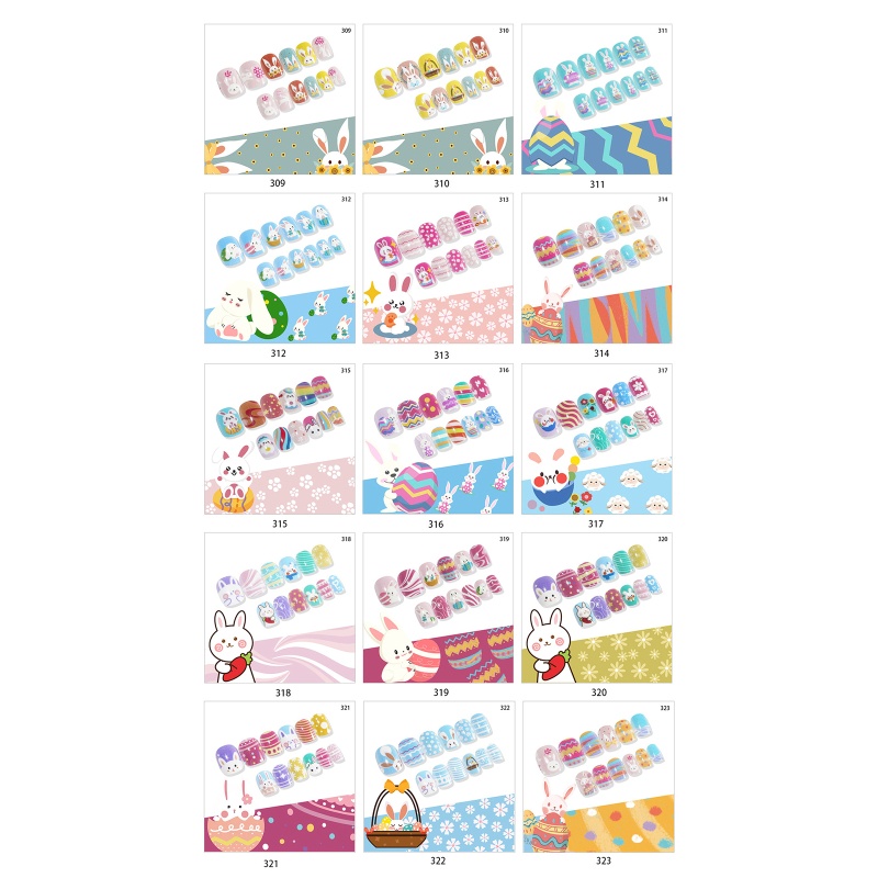 Youyo Móng Tay Giả Tự Dính Hình Thỏ Phục Sinh Dễ Thương Cho Bé