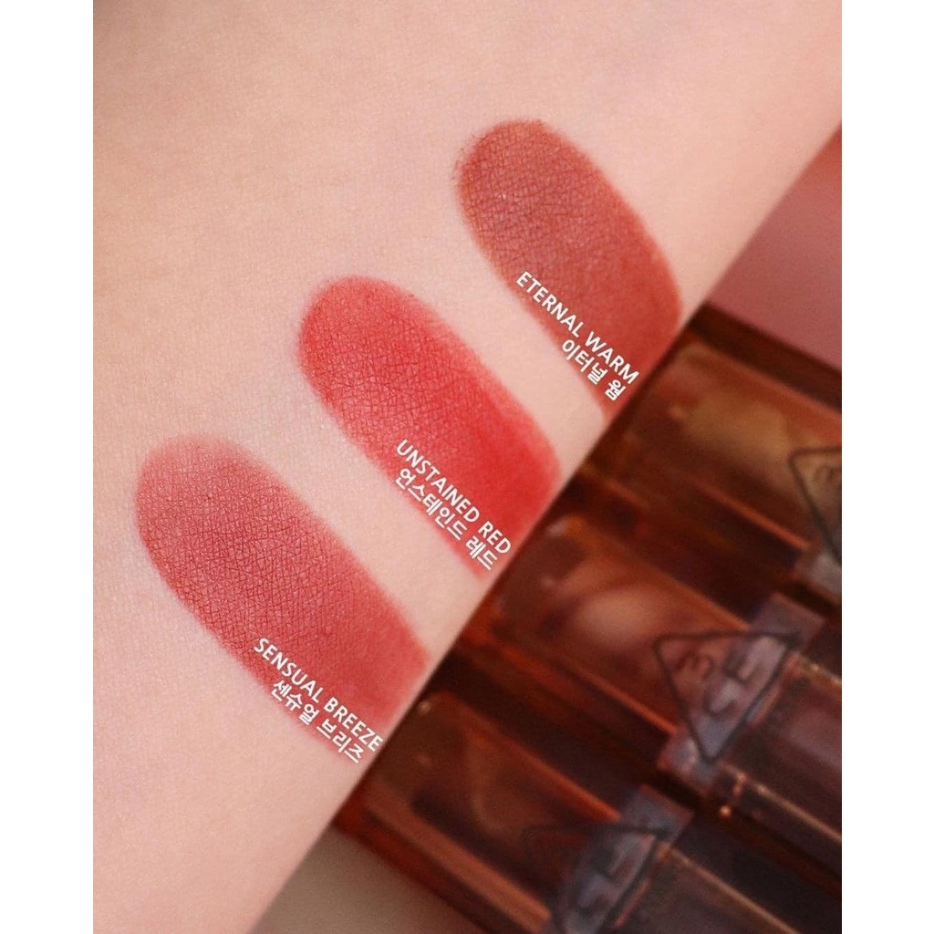 Son Thỏi 3CE Soft Matte Lipstick Eternal Warm Sensual Breeze Unstained Red Phiên Bản Giới Hạn Vân Đá