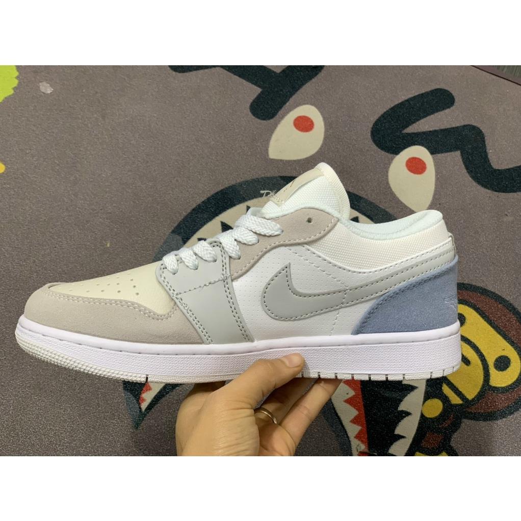 Giày Jordan 1 Low Paris Trắng Xám, JD1 Low Paris Cổ Thấp Gót Xanh Thời Trang Full Box Bill | BigBuy360 - bigbuy360.vn