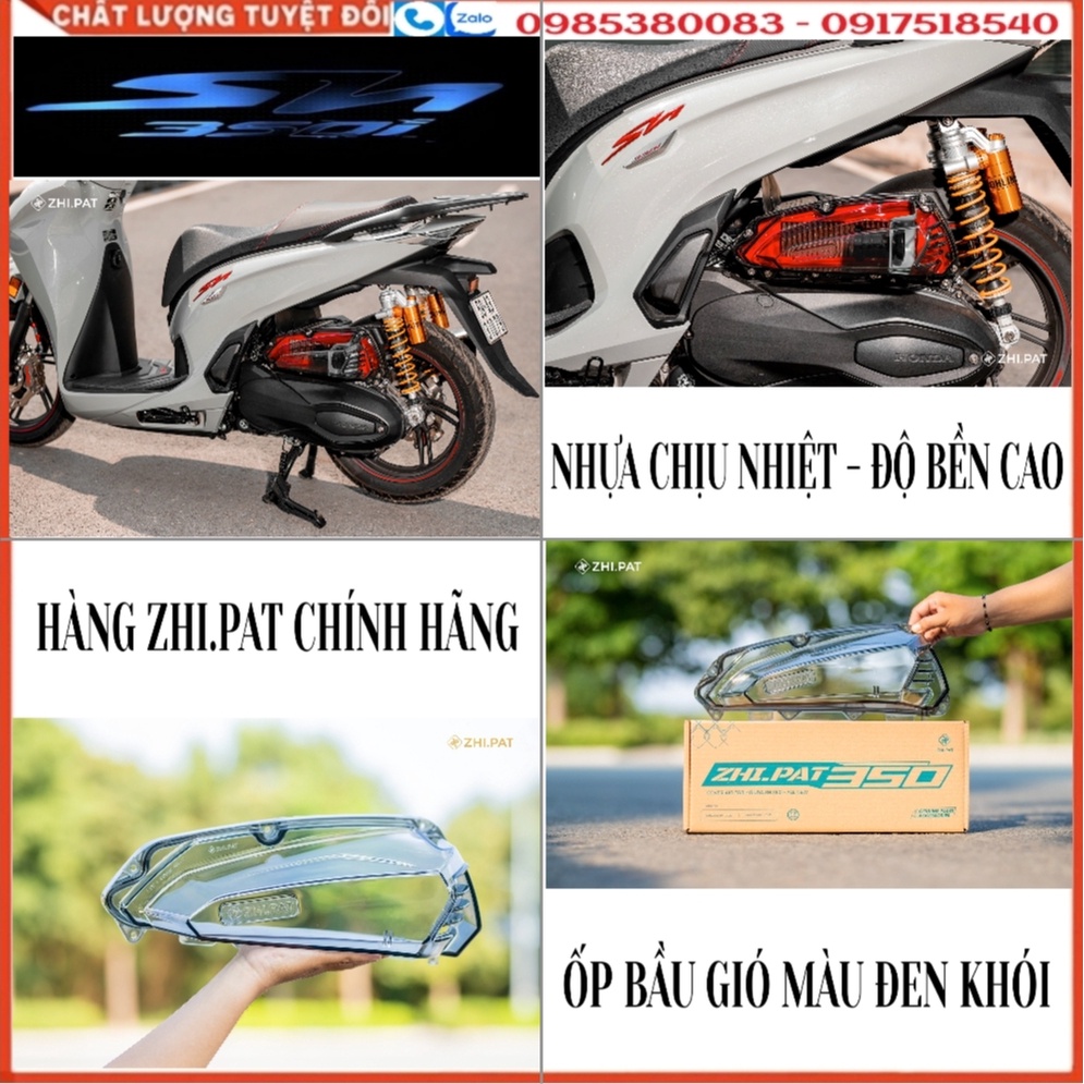 Ốp Bầu Gió (Ốp Pô E) Màu Đen Khói Và Trắng Trong Suốt, Hàng Chính Hãng Zhi.Pat Cho Honda SH 350i