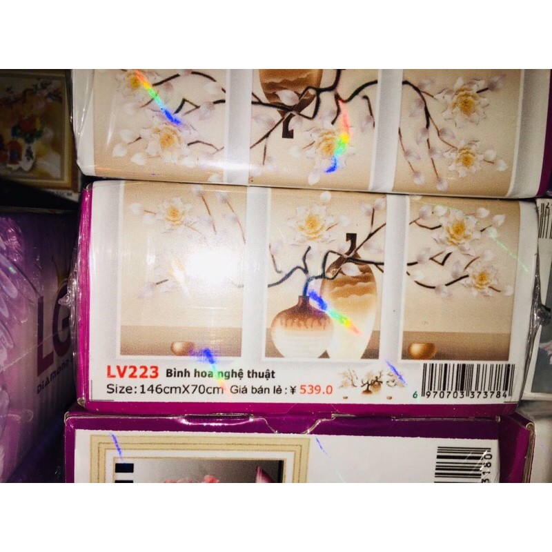 Tranh đính đá Bình Hoa Nghệ Thuât LV223 (146x70) chưa đính