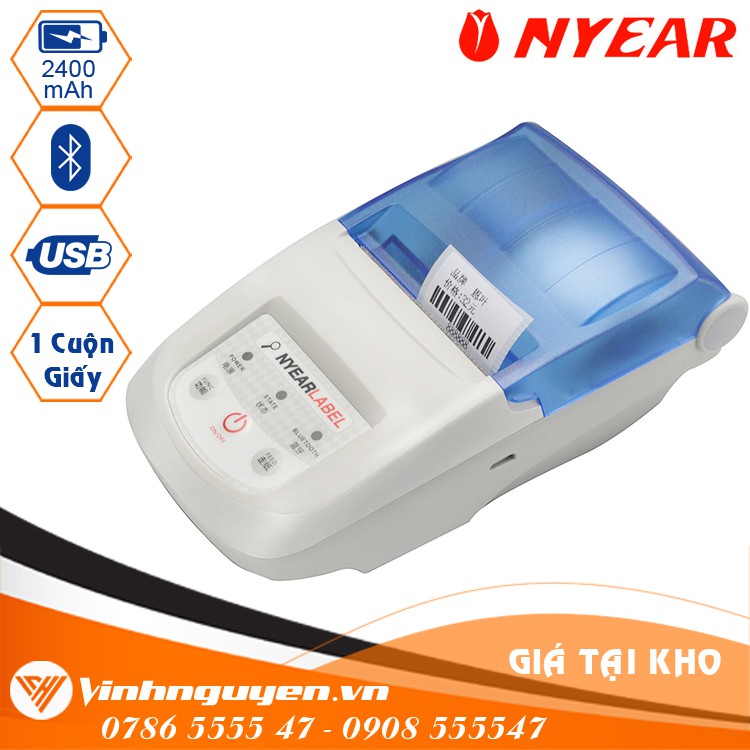 [Mã 267ELSALE hoàn 7% đơn 300K] Máy in mã vạch Nyear NP100L [Không dây - Cầm Tay]