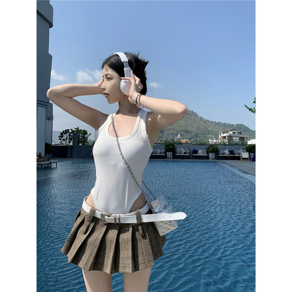 Cocory vn Áo Tank Top Cổ Thấp Dáng Ôm Phong Cách Mỹ Thời Trang Mùa Hè Quyến Rũ Cho Nữ