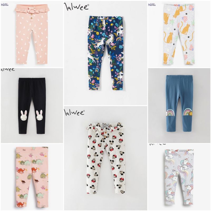 Quần Legging Bé Gái, Quần Dài Thu Đông Malwee, Little Maven Chất Co Giãn Cho Bé 12-24kg Từ 2-7 Tuổi