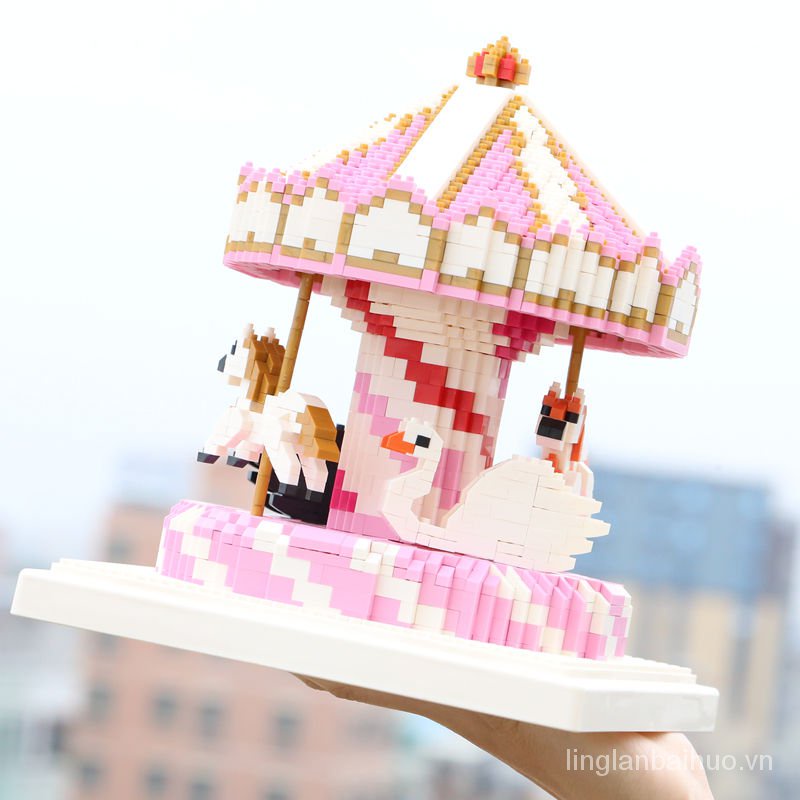 Bộ đồ chơi lego lắp ráp mô hình vòng quay ngựa gỗ cao cấp D8yG