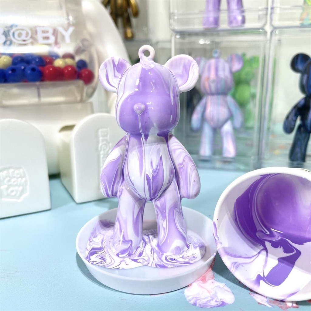 Gấu Đổ Màu Bearbrick KOBI Móc Khoá DIY Đổ Màu Acrylic Pouring Nhiều Màu Sắc Đẹp Mắt Đa Dạng HotTrend 2022 -BỐ KHỦNG LONG