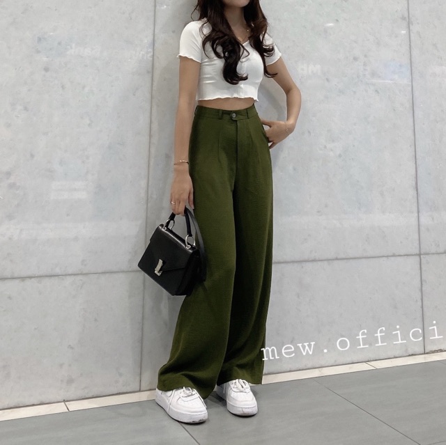 Quần culottes ống rộng, dáng dài, ảnh thật