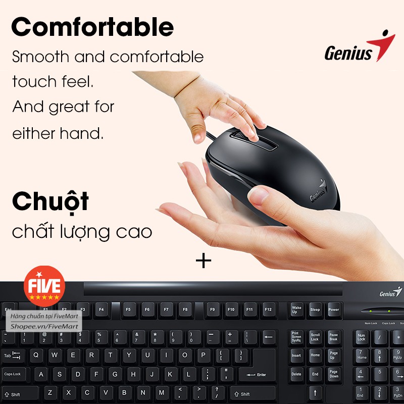 Bộ Bàn Phím + Chuột GENIUS Chính Hãng, Phím Mượt Mà, Chuột Chất Lượng Cao