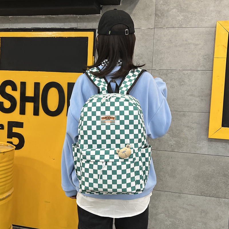 Balo Cỡ Lớn Kẻ Sọc Caro Trẻ Trung Thời Trang Phong Cách Hàn Quốc Cho Nữ