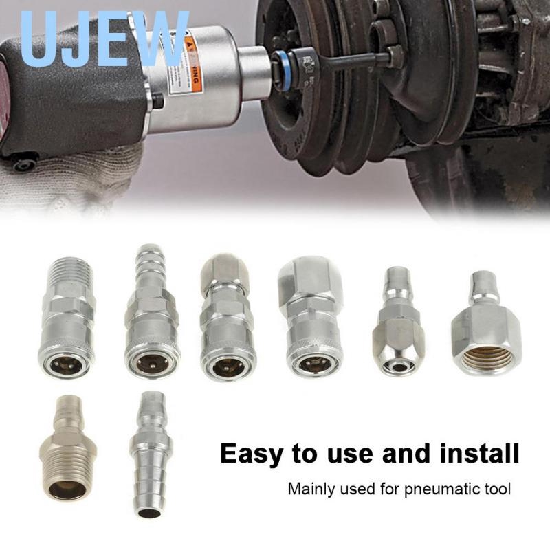 Ujew 8PCS BSP 1/2&quot; Pneumatic Air Compressor Hose Quick Coupler Plug Socket Connector Set