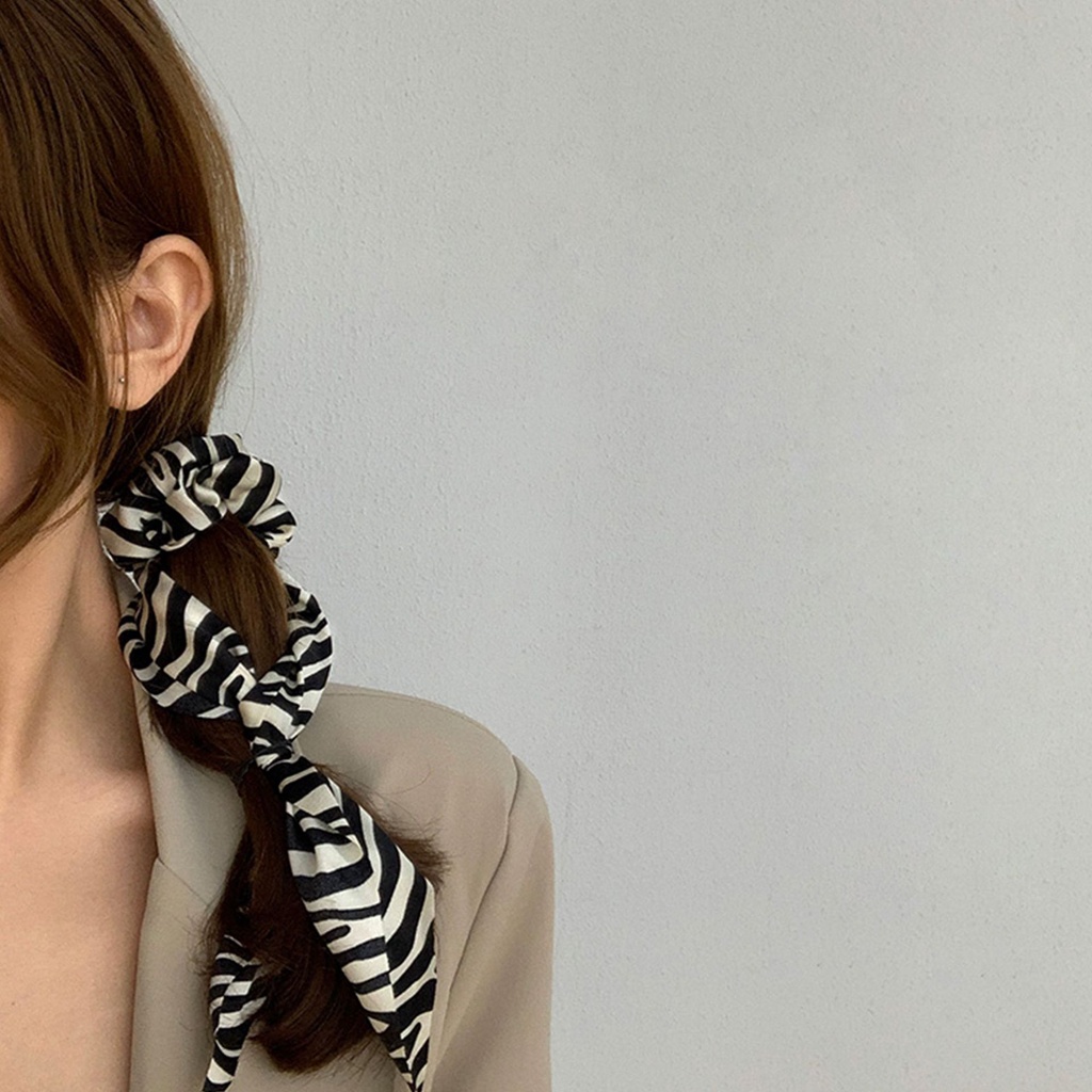 (0488) Scrunchies Dây Chun Buộc Tóc Bản Dài Vằn Ngựa Cá Tính
