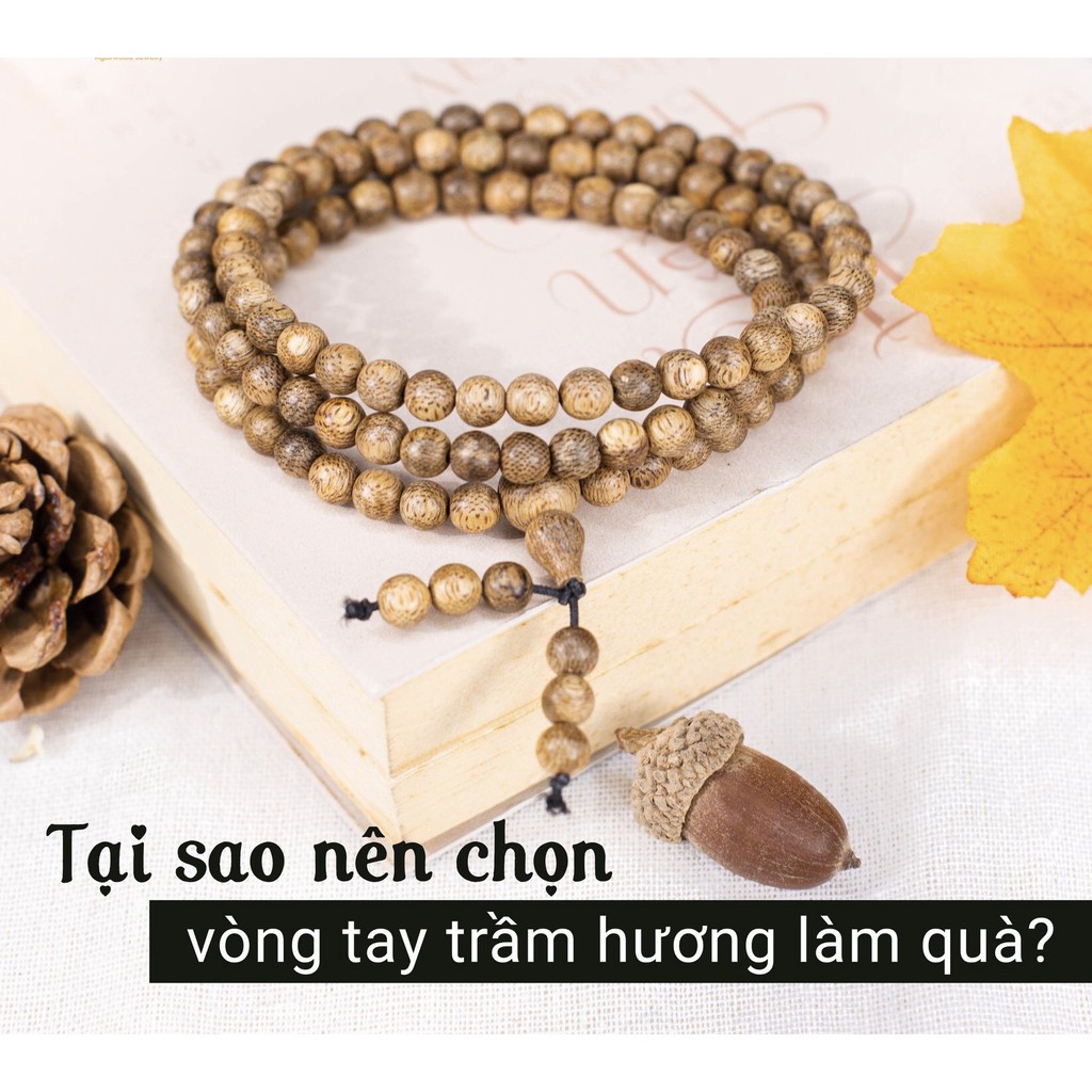 Vòng Tay Trầm Hương 108 Hạt Trầm Hương Tốc Lào Cao Cấp Sze 6mm 8mm