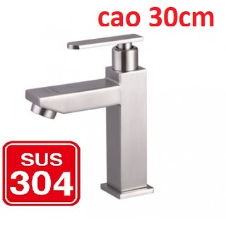 VÒI LAVABO LẠNH CAO CẤP INOX 304 - 30CM, VÒI LAVABO ĐIẾU LẠNH, VÒI LAVABO TÔ, VÒI CHẬU ĐẶT BÀN