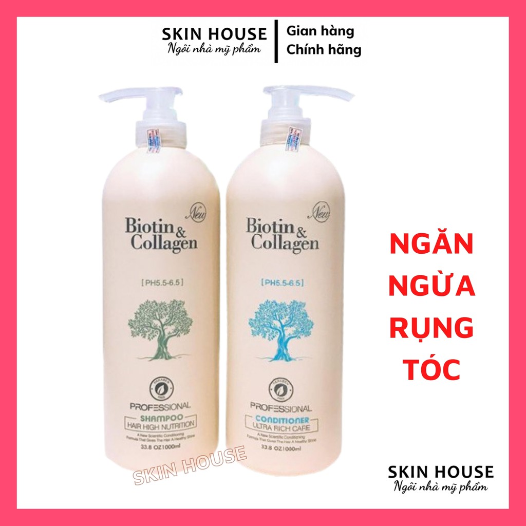 Bộ Dầu Gội Xả Biotin Collagen Trắng Siêu Mềm Mượt Hỗ Trợ Ngăn Rụng Tóc