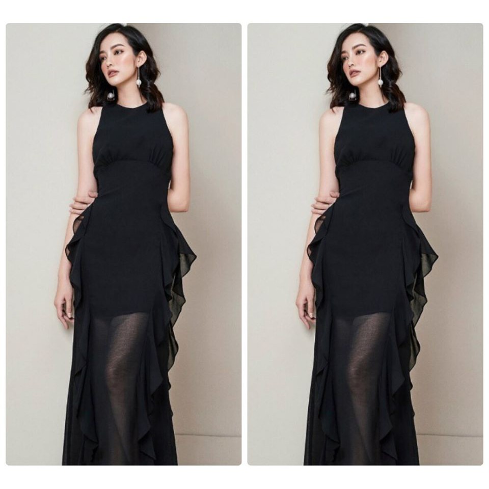 Đầm maxi nhún bèo