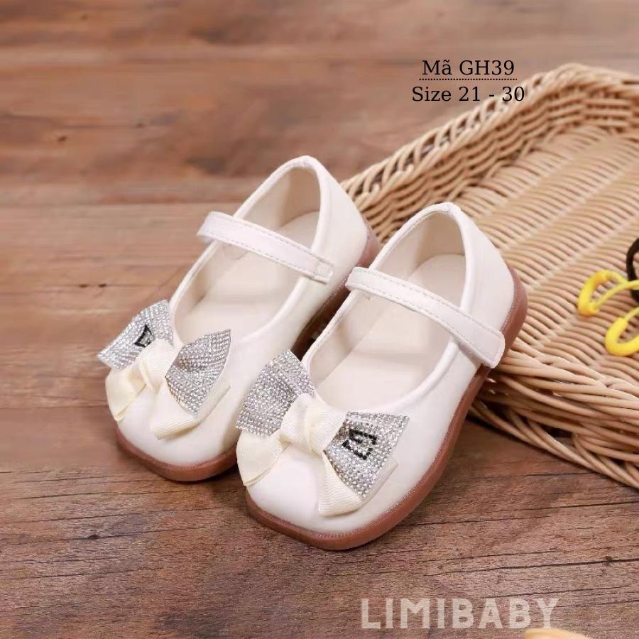 Giày sandal bé gái  đi học 1 - 5 tuổi gắn nơ xinh xắn phong cách Hàn Quốc 3 màu hồng đen trắng GH39