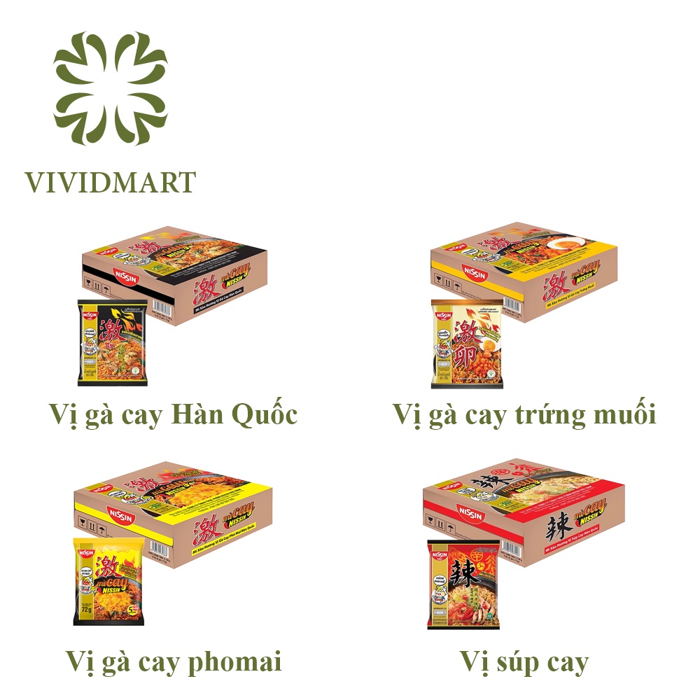 MÌ CAY NISSIN 4 VỊ: GÀ CAY HÀN QUỐC, GÀ CAY TRỨNG MUỐI, GÀ CAY PHOMAI, SÚP CAY HÀN QUỐC – MÌ XÀO ĂN LIỀN