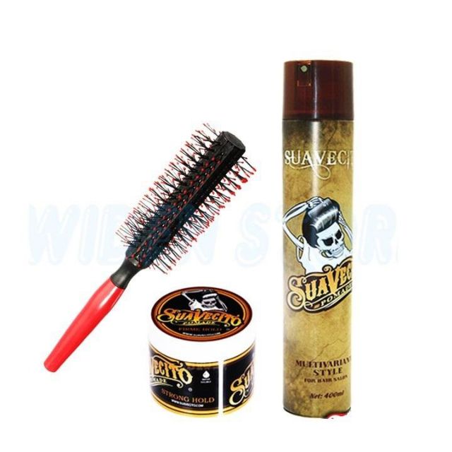 (tặng lược tròn) Combo Keo xịt tóc Suavecito và Wax Suavecito Pomade